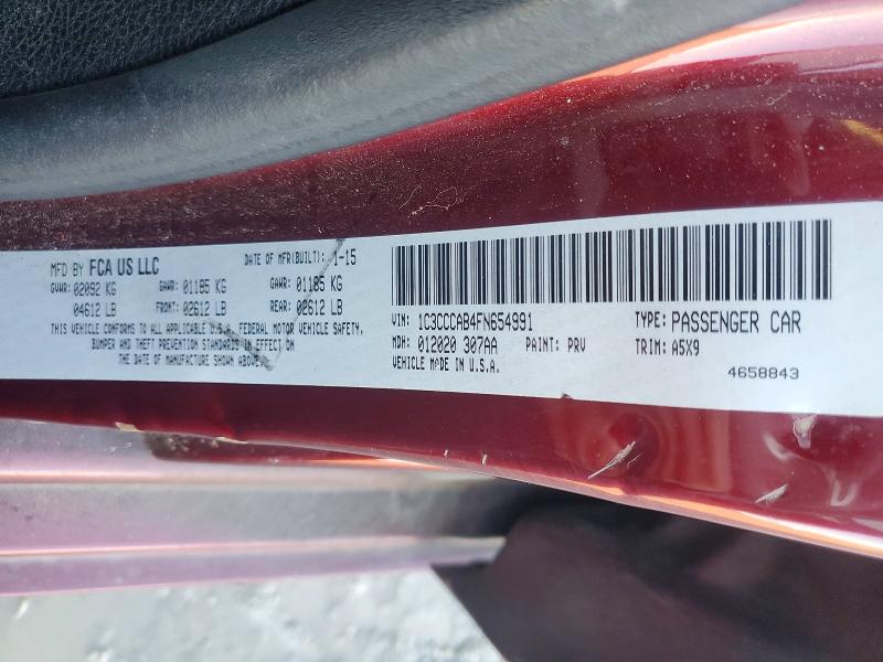 2015 Chrysler 200 მანქანა იყიდება აუქციონზე, vin: 1C3CCCAB4FN654991, აუქციონის ნომერი: 73455115