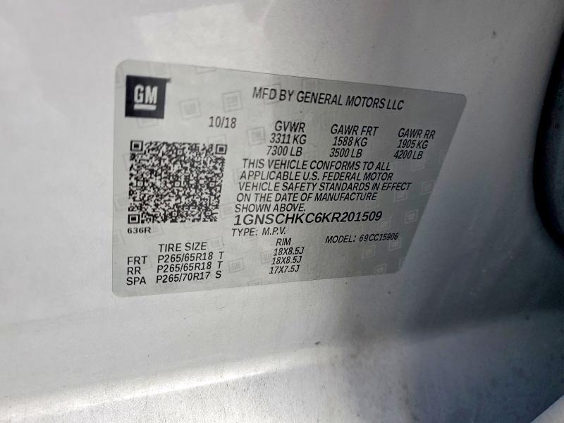 Продаж на аукціоні авто 2019 Chevrolet Suburban C, vin: 1GNSCHKC6KR201509, номер лоту: 74548545