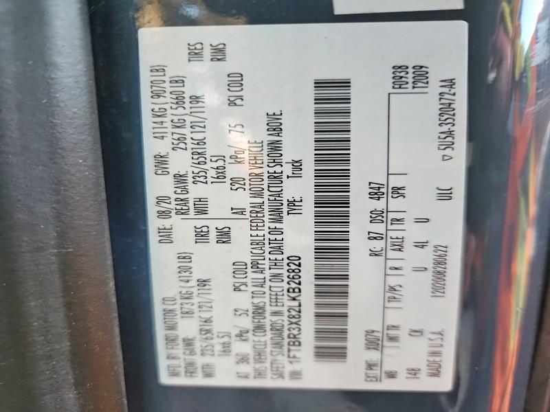 Auction sale of the 2020 Ford Transit, vin: 1FTBR3X82LKB26820, lot number: 48548836
