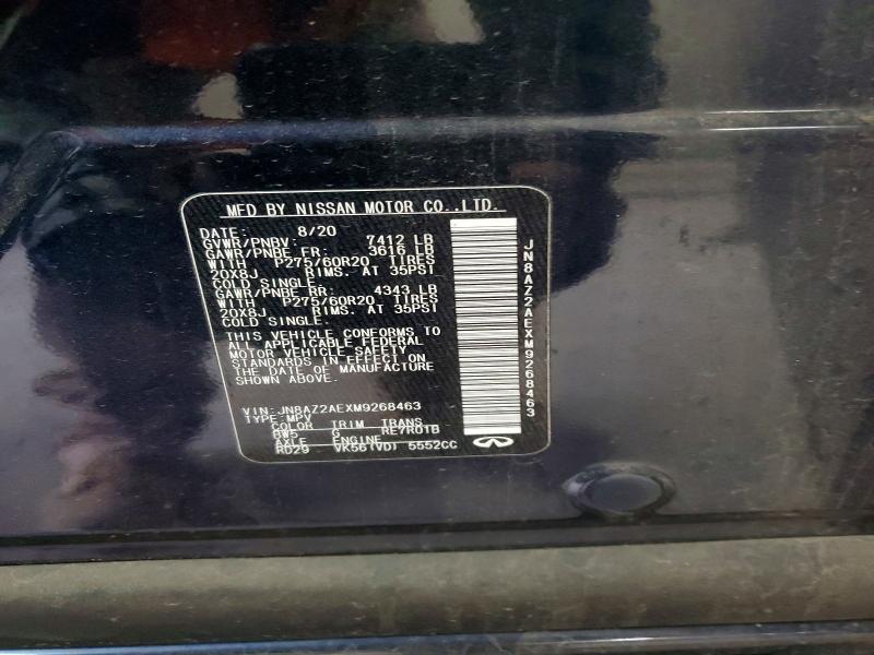 Aukcja sprzedaży 2021 Infiniti Qx80 Luxe, vin: JN8AZ2AEXM9268463, numer aukcji: 72794065