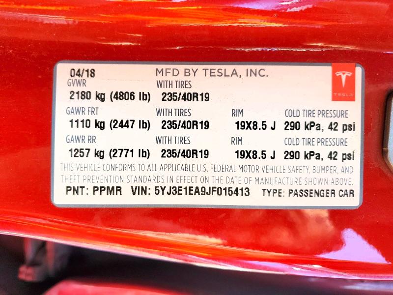 73890735 :رقم المزاد ، 5YJ3E1EA9JF015413 vin ، 2018 Tesla Model 3 مزاد بيع