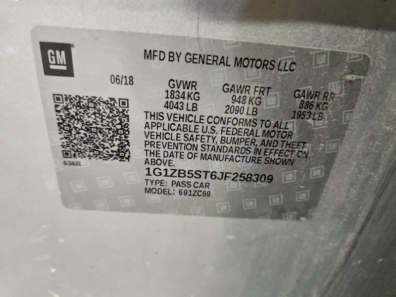 Aukcja sprzedaży 2018 Chevrolet Malibu, vin: 1G1ZB5ST6JF258309, numer aukcji: 75094325