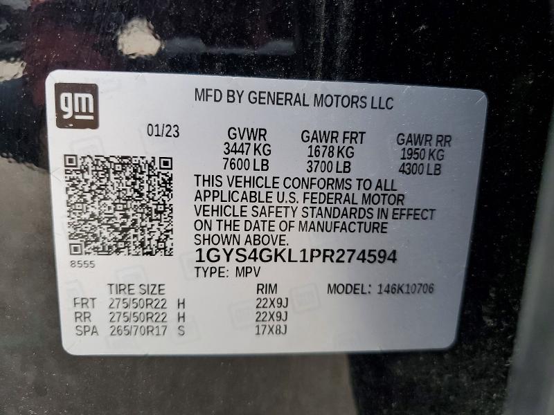 2023 Cadillac Escalade მანქანა იყიდება აუქციონზე, vin: 1GYS4GKL1PR274594, აუქციონის ნომერი: 75171055