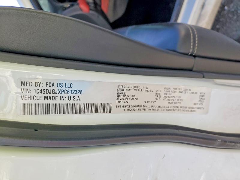 73486225 :رقم المزاد ، 1C4SDJGJXPC612328 vin ، 2023 Dodge Durango مزاد بيع
