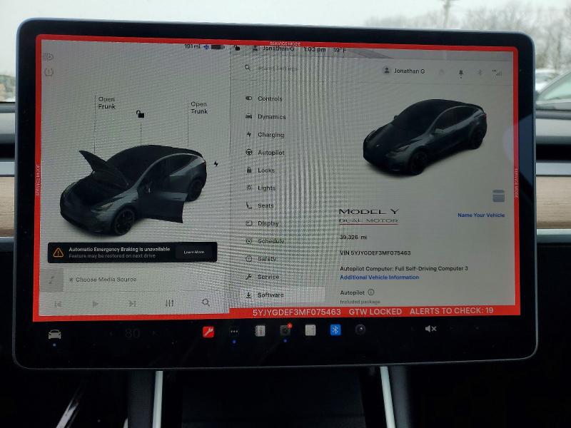 Продажа на аукционе авто 2021 Tesla Model Y, vin: 5YJYGDEF3MF075463, номер лота: 74855045