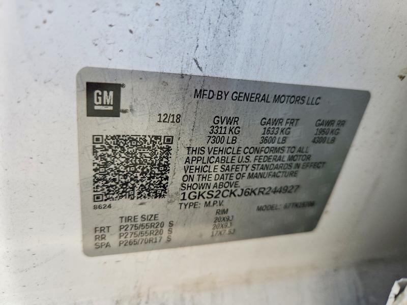 Продажа на аукционе авто 2019 Gmc Yukon, vin: 1GKS2CKJ6KR244927, номер лота: 99276435