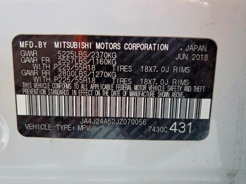 Продаж на аукціоні авто 2018 Mitsubishi Outlander, vin: JA4J24A52JZ070056, номер лоту: 74233655