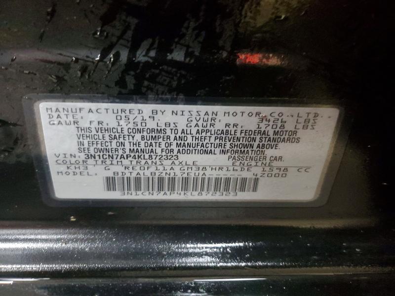 Aukcja sprzedaży 2019 Nissan Versa, vin: 3N1CN7AP4KL872323, numer aukcji: 96774955