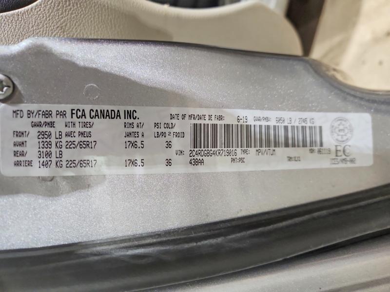 Продажа на аукционе авто 2019 Dodge Grand Cara, vin: 2C4RDGBG4KR719016, номер лота: 74737345