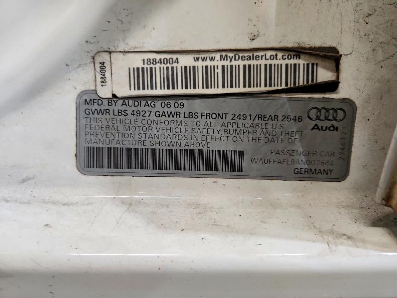 2010 Audi A4 Premium მანქანა იყიდება აუქციონზე, vin: WAUFFAFL9AN007644, აუქციონის ნომერი: 99472895