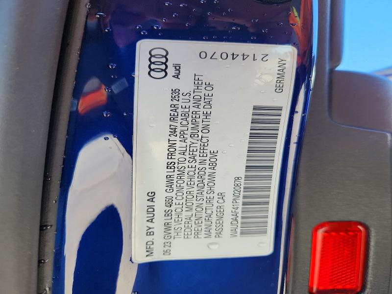 2023 Audi A4 მანქანა იყიდება აუქციონზე, vin: WAUDAAF41PN020878, აუქციონის ნომერი: 99030755