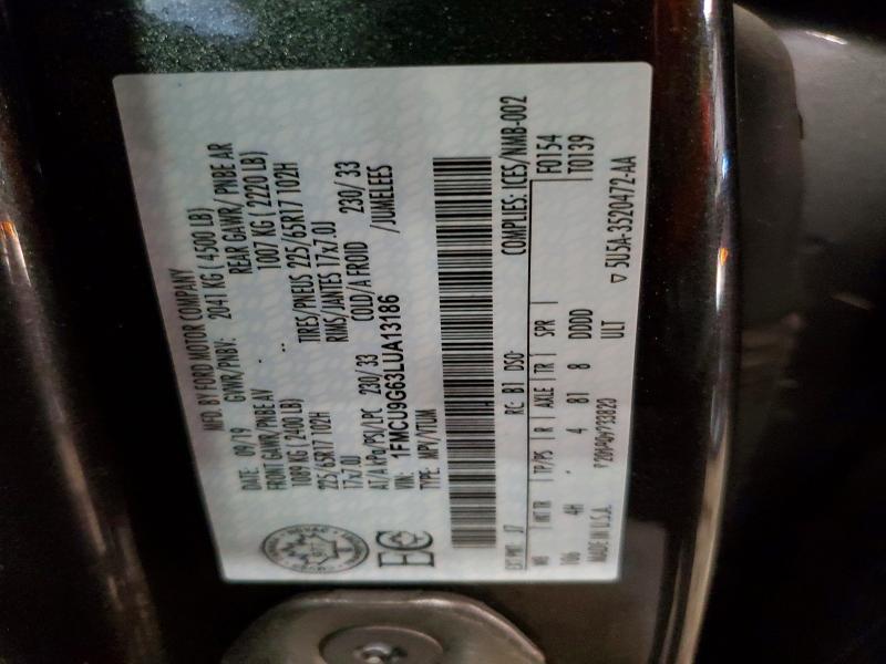 72745905 :رقم المزاد ، 1FMCU9G63LUA13186 vin ، 2020 Ford Escape مزاد بيع