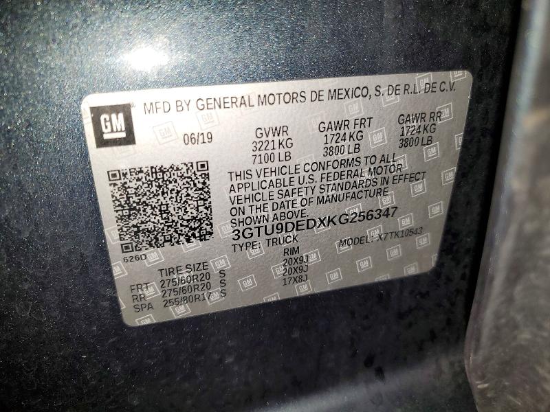 Продажа на аукционе авто 2019 Gmc Sierra, vin: 3GTU9DEDXKG256347, номер лота: 99500875