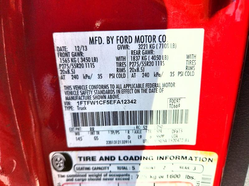 Продаж на аукціоні авто 2014 Ford F150, vin: 1FTFW1CF5EFA12342, номер лоту: 75267095