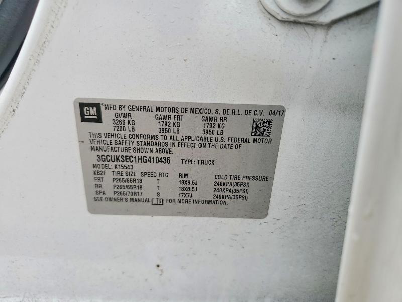 Продаж на аукціоні авто 2017 Chevrolet Silverado, vin: 3GCUKSEC1HG410436, номер лоту: 99393315