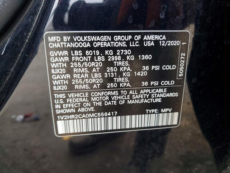 Aukcja sprzedaży 2021 Volkswagen Atlas, vin: 1V2HR2CA0MC556417, numer aukcji: 73979065