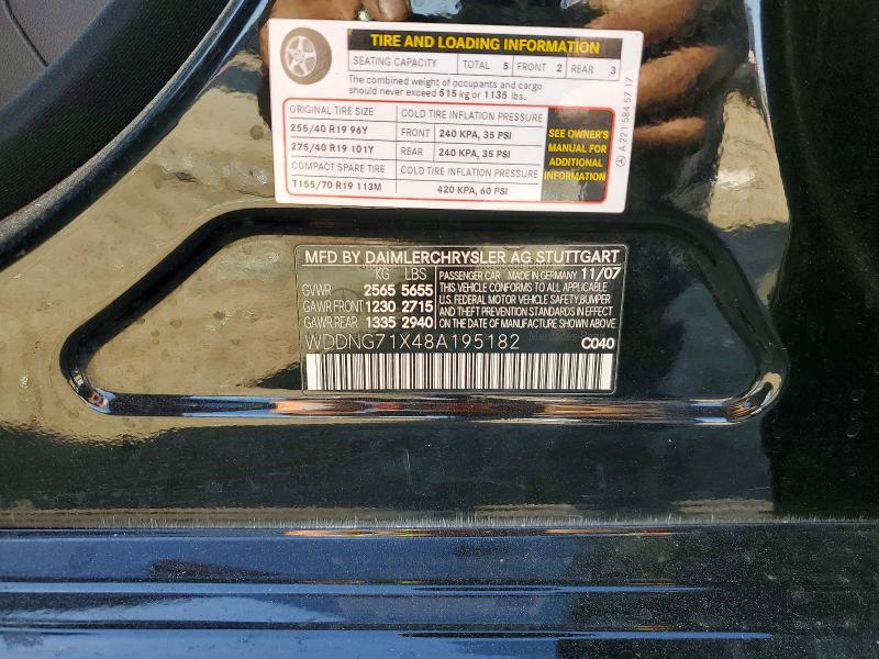 2008 Mercedes-benz S მანქანა იყიდება აუქციონზე, vin: WDDNG71X48A195182, აუქციონის ნომერი: 75505015