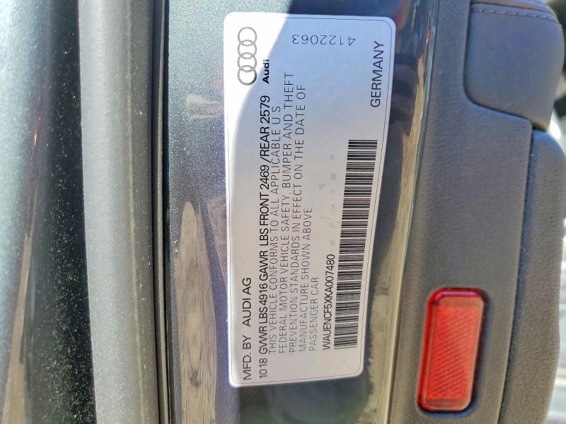 72581015 :رقم المزاد ، WAUENCF5XKA007480 vin ، 2019 Audi A5 مزاد بيع