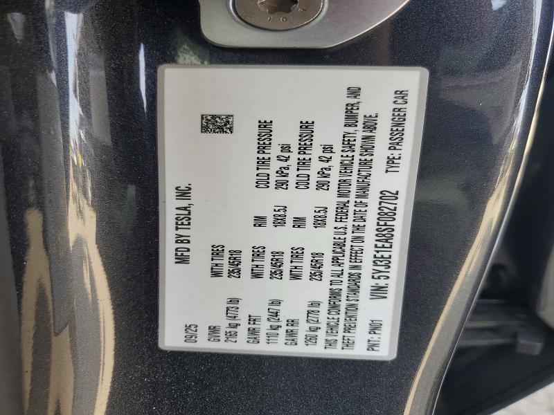 Продажа на аукционе авто 2025 Tesla Model 3, vin: 5YJ3E1EA8SF082702, номер лота: 75096055