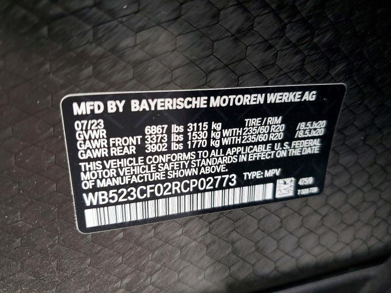 74670695 :رقم المزاد ، WB523CF02RCP02773 vin ، 2024 Bmw Ix مزاد بيع