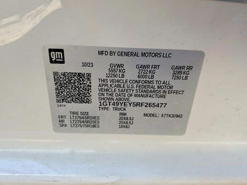 73951255 :رقم المزاد ، 1GT49YEY5RF265477 vin ، 2024 Gmc Sierra مزاد بيع