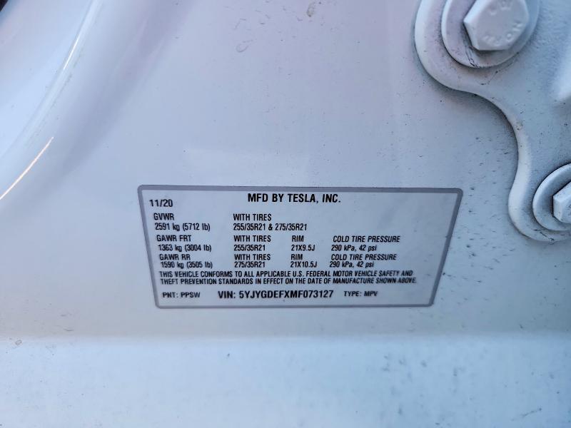 Aukcja sprzedaży 2021 Tesla Model Y, vin: 5YJYGDEFXMF073127, numer aukcji: 72684625
