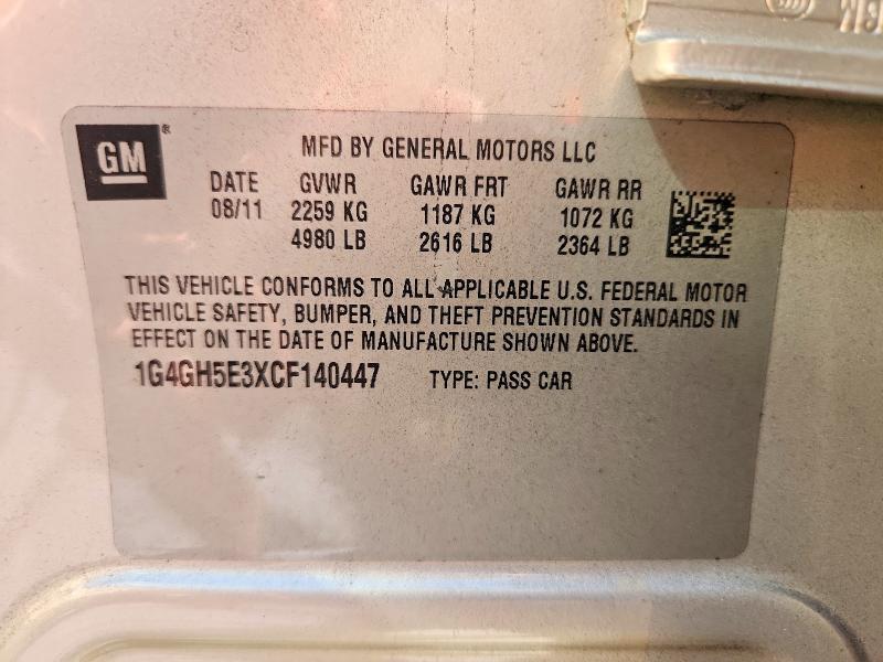 Auction sale of the 2012 Buick Lacrosse, vin: 1G4GH5E3XCF140447, lot number: 97834705