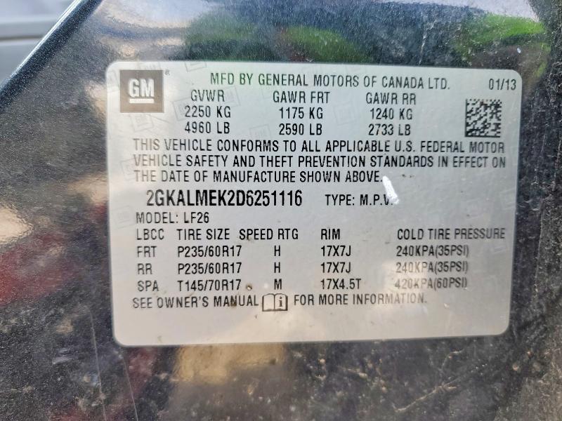 74752395 :رقم المزاد ، 2GKALMEK2D6251116 vin ، 2013 Gmc Terrain مزاد بيع