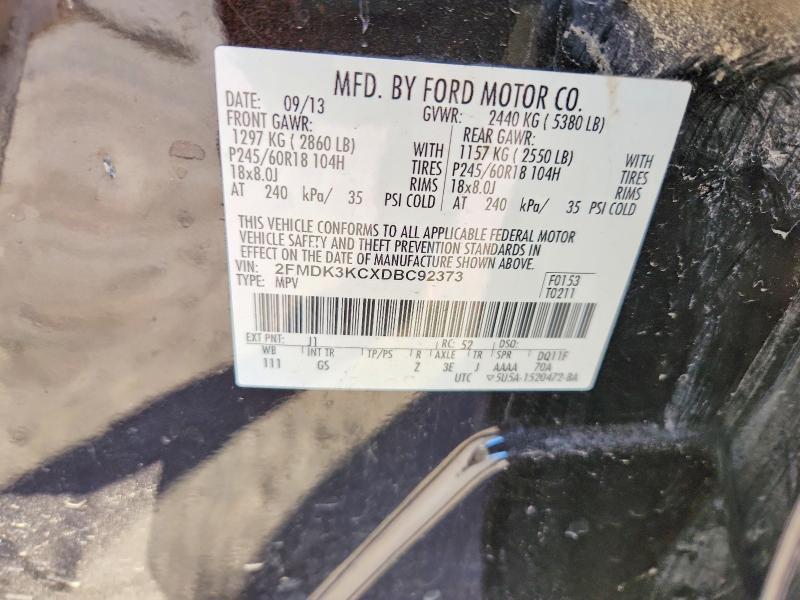 Aukcja sprzedaży 2013 Ford Edge, vin: 2FMDK3KCXDBC92373, numer aukcji: 73202725