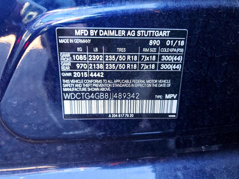 Продажа на аукционе авто 2018 Mercedes-benz Gla 250 4m, vin: WDCTG4GB8JJ489342, номер лота: 96584875