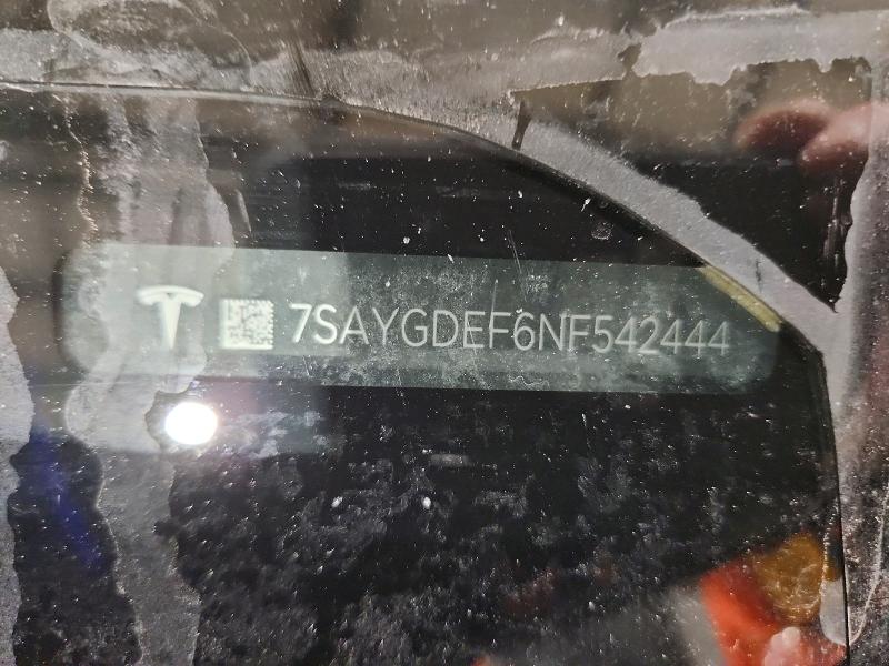 2022 Tesla Model Y მანქანა იყიდება აუქციონზე, vin: 7SAYGDEF6NF542444, აუქციონის ნომერი: 74774385