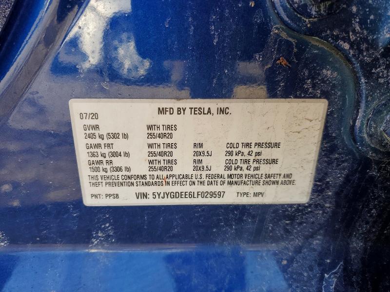 Aukcja sprzedaży 2020 Tesla Model Y, vin: 5YJYGDEE6LF029597, numer aukcji: 73649035