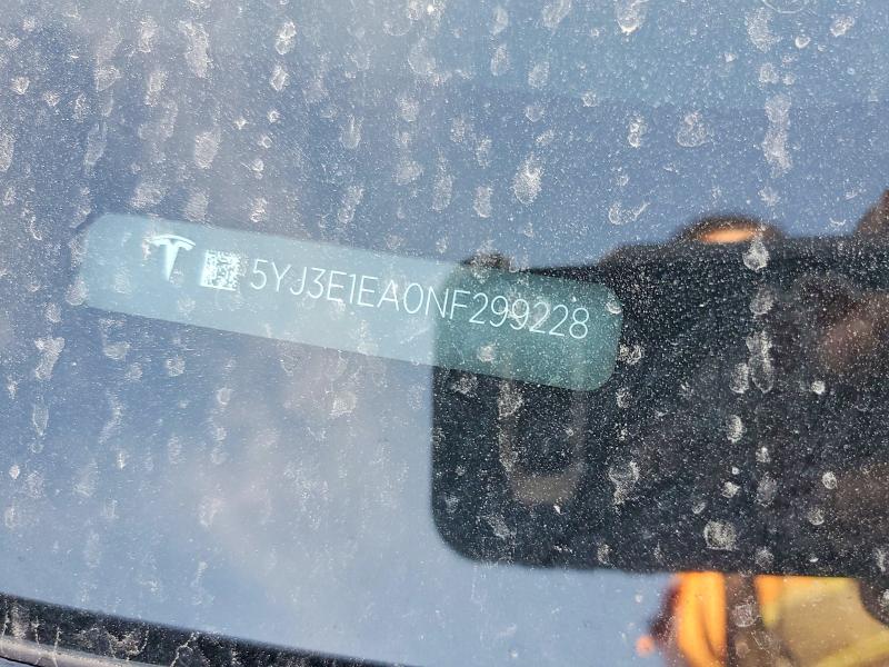 Продажа на аукционе авто 2022 Tesla Model 3, vin: 5YJ3E1EA0NF299228, номер лота: 74111395