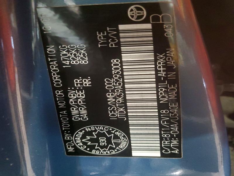 Aukcja sprzedaży 2010 Toyota Yaris, vin: JTDKT9K39A5293008, numer aukcji: 74141895