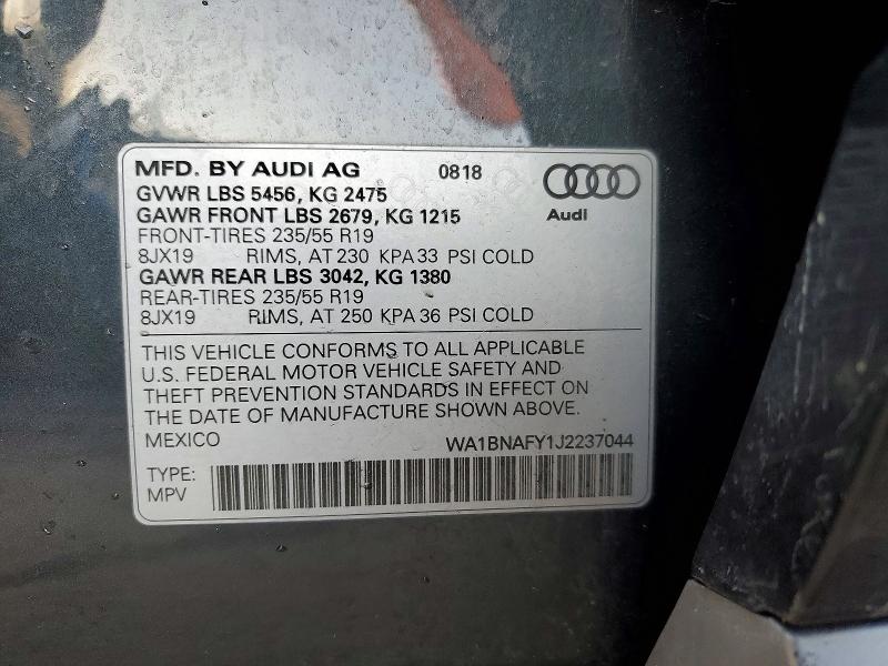 98914815 :رقم المزاد ، WA1BNAFY1J2237044 vin ، 2018 Audi Q5 مزاد بيع
