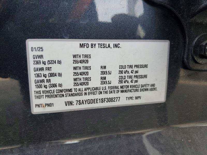 2025 Tesla Model Y მანქანა იყიდება აუქციონზე, vin: 7SAYGDEE1SF308277, აუქციონის ნომერი: 74680665
