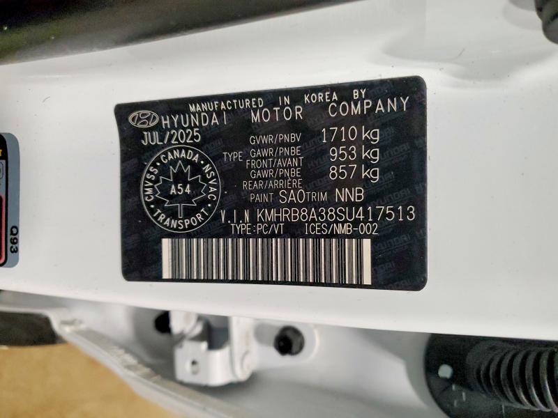 98370565 :رقم المزاد ، KMHRB8A38SU417513 vin ، 2025 Hyundai Venue مزاد بيع