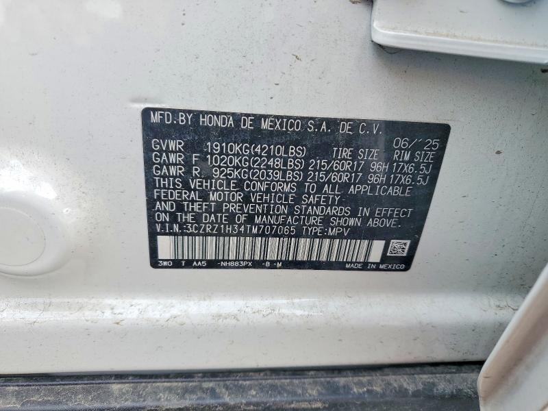 Продаж на аукціоні авто 2026 Honda Hr-v, vin: 3CZRZ1H34TM707065, номер лоту: 75070935