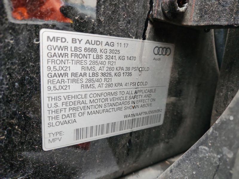 Продаж на аукціоні авто 2018 Audi Q7, vin: WA1VAAF79JD025352, номер лоту: 99863885