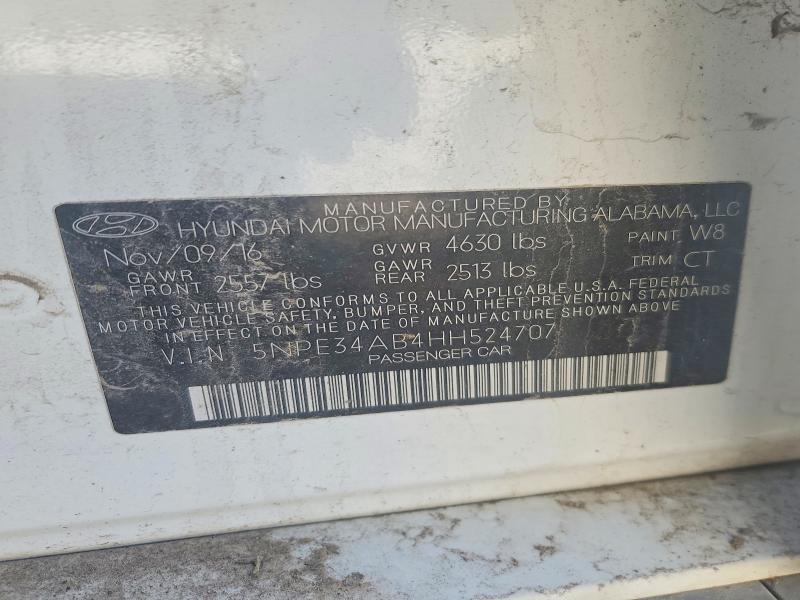 2017 Hyundai Sonata Spo მანქანა იყიდება აუქციონზე, vin: 5NPE34AB4HH524707, აუქციონის ნომერი: 73268075