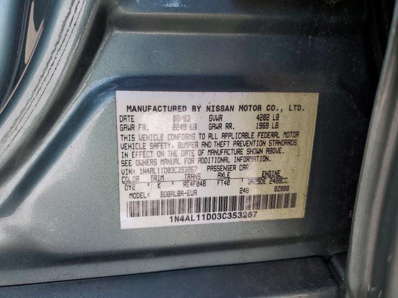 Aukcja sprzedaży 2003 Nissan Altima, vin: 1N4AL11D03C353267, numer aukcji: 99330285