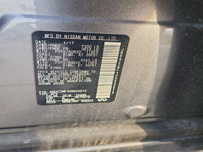 75383615 :رقم المزاد ، JN8AZ2NF4H9643515 vin ، 2017 Infiniti Qx80 Base مزاد بيع
