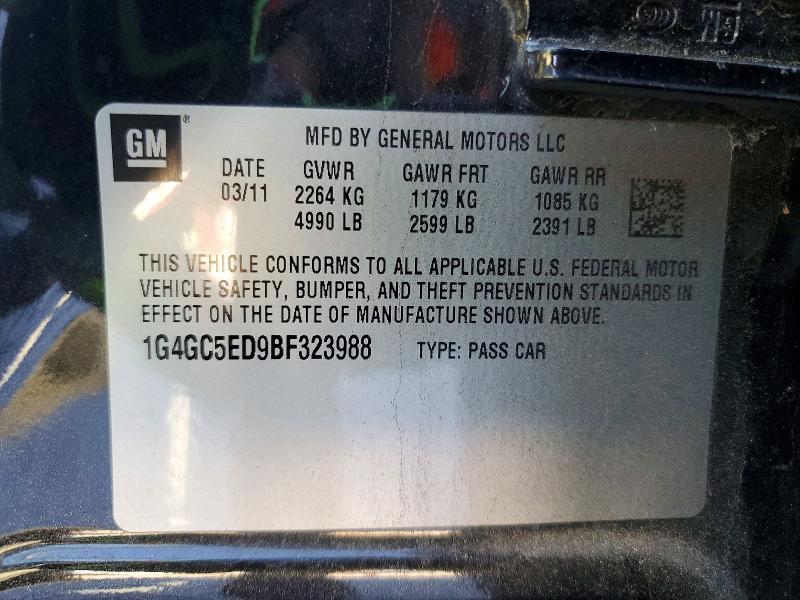 72204775 :رقم المزاد ، 1G4GC5ED9BF323988 vin ، 2011 Buick Lacrosse مزاد بيع