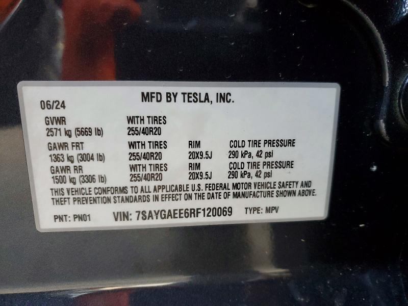 Продажа на аукционе авто 2024 Tesla Model Y, vin: 7SAYGAEE6RF120069, номер лота: 73544525