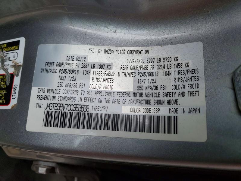 Продажа на аукционе авто 2012 Mazda Cx-9, vin: JM3TB3BV7C0353638, номер лота: 99701225