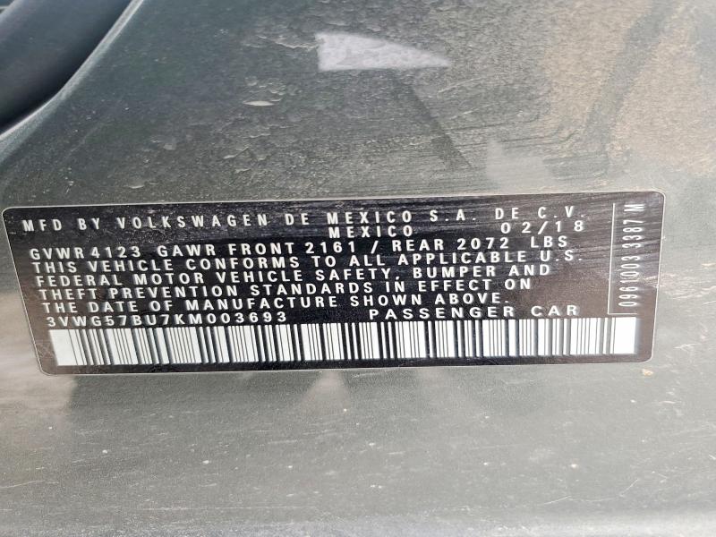 Продаж на аукціоні авто 2019 Volkswagen Jetta, vin: 3VWG57BU7KM003693, номер лоту: 75046705