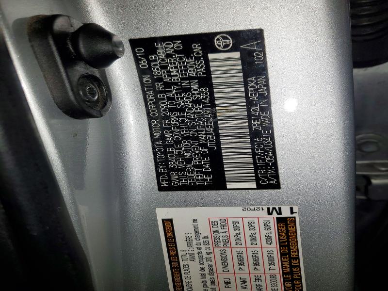 Auction sale of the 2010 Toyota Corolla Ba, vin: JTDBU4EE0A9114358, lot number: 74670075