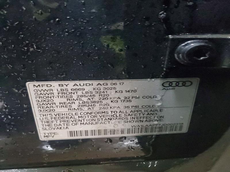 2018 Audi Q7 მანქანა იყიდება აუქციონზე, vin: WA1LAAF77JD002319, აუქციონის ნომერი: 98797895