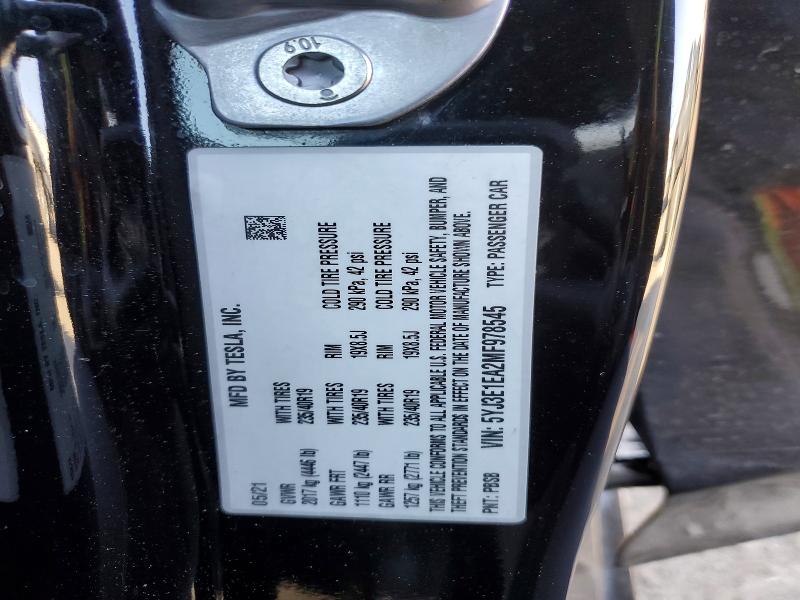 Aukcja sprzedaży 2021 Tesla Model 3, vin: 5YJ3E1EA2MF978545, numer aukcji: 75070885