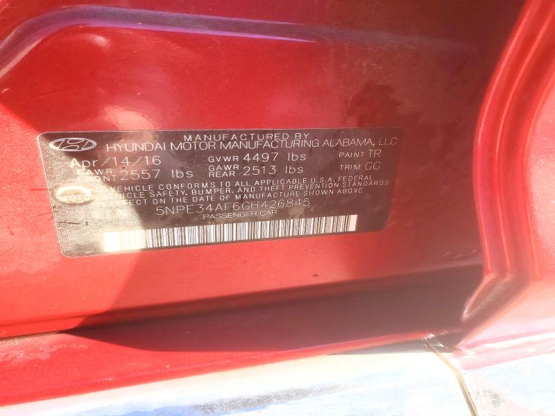 2016 Hyundai Sonata მანქანა იყიდება აუქციონზე, vin: 5NPE34AF6GH426845, აუქციონის ნომერი: 74610995